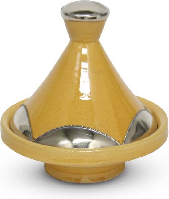 Marokkaanse Tajine mini Geel Metaal Ø 13 x 14cm