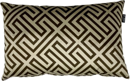 Zippi Design Sandy Velvet Geometric Art Sierkussen 40 x 60 cm (large) Luxe (veren vulling) kleur bruin beige velvet