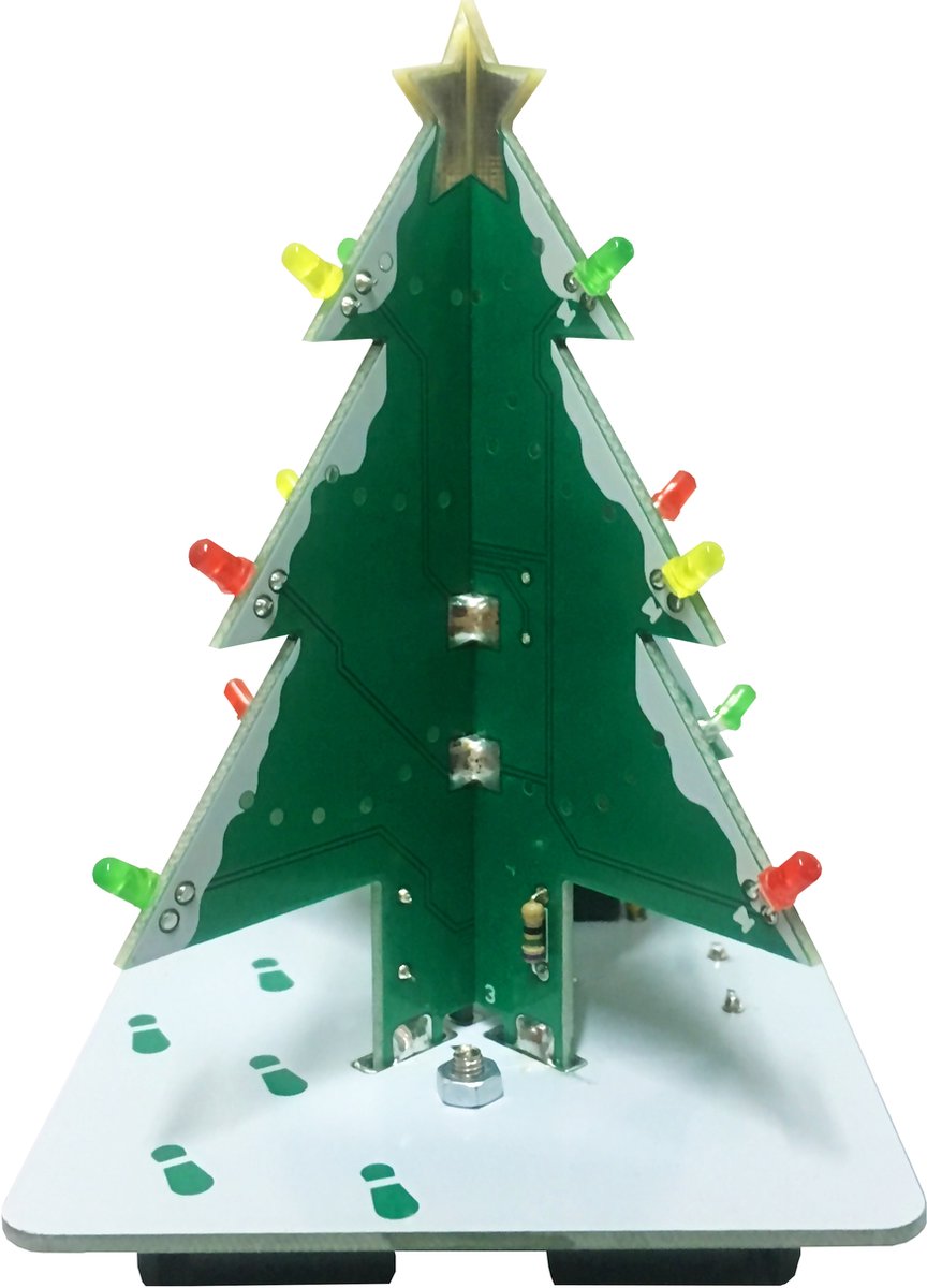 Mini Kerstboom 12cm hoog - Groen/Wit - 4 takken met programmeerbare LED verlichting- Gadget bureau kerstboom