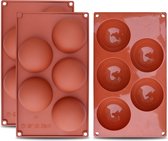 homEdge Extra grote 5-holte semi-bolvormige siliconen mal, 3 verpakkingen bakvorm voor het maken van chocolade, cake, gelei, koepelmousse