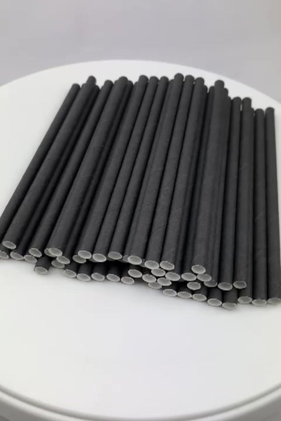 Kleine zwarte papieren rietjes voor cocktails, koffie en korte drankjes - 14,6 x 0,6 cm, 500 counts - 100% biologisch afbreekbaar en composteerbaar