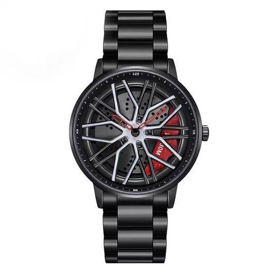 Horloge auto - WielWatch - Horloges met stalen band- Herenmode - Velghorloge - Cadeau mannen - Autovelg - Draaiend - Autoliefhebber Horloge auto - WielWatch - Horloges met stalen band- Herenmode - Velghorloge - Cadeau mannen - Autovelg - Draaiend - Autoliefhebber