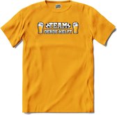 Team derde helft- Oranje elftal WK / EK voetbal kampioenschap - bier feest kleding - grappige zinnen, spreuken en teksten - T-Shirt - Heren - Geel - Maat 3XL