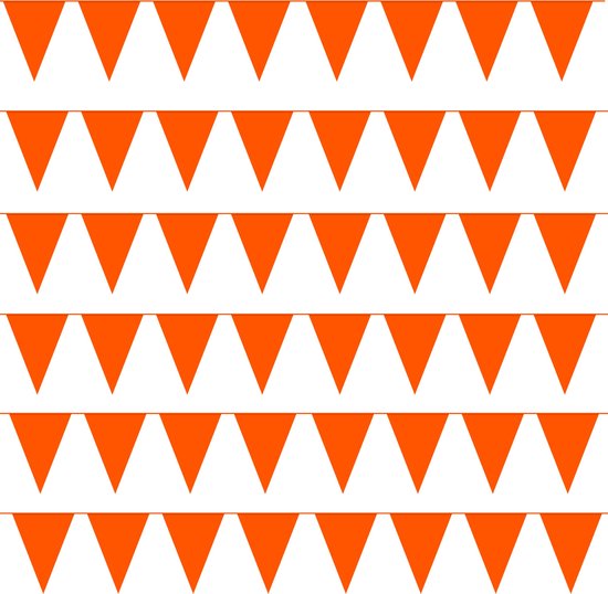 Partizzle 100 meter Grote Oranje Vlaggenlijn Versiering - Vlaggen voor Koningsdag / EK Voetbal 2024 - Slingers met Vlaggetjes - Plastic
