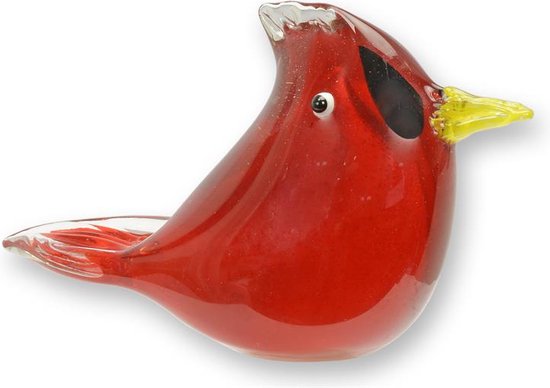 Glazen beeld - Kardinaal Vogel - Murano stijl - 9,5 cm hoog