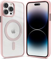 Coverzs telefoonhoesje geschikt voor Apple iPhone 13 Pro Max hoesje Magneet - magnetisch hoesje - mat - roze