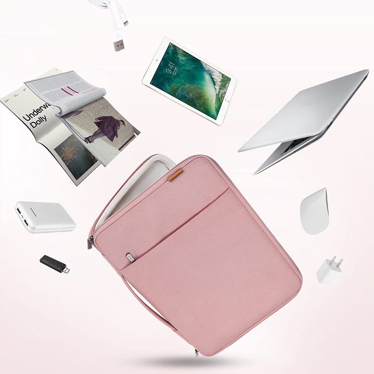 BlueHarbor Laptoptas, 17 inch, hoes, stootvast, waterdicht, voor 17,3 inch HP Pavilion 17 Envy 17/Dell Inspiron 17/Lenovo IdeaPad/LG Gram/MSI/ASUS, roze thumbnail 3