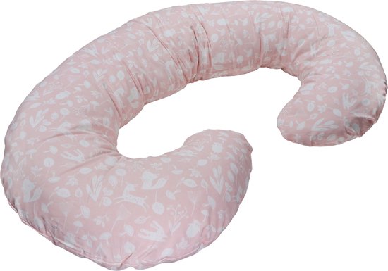 Voedingskussen - MamaLoes Botanical Animals Roze C-vorm Voedingskussen ML020409