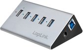 LogiLink USB hub met 4+1 poorten - USB3.0 - externe 5V voeding / zilver - 1 meter