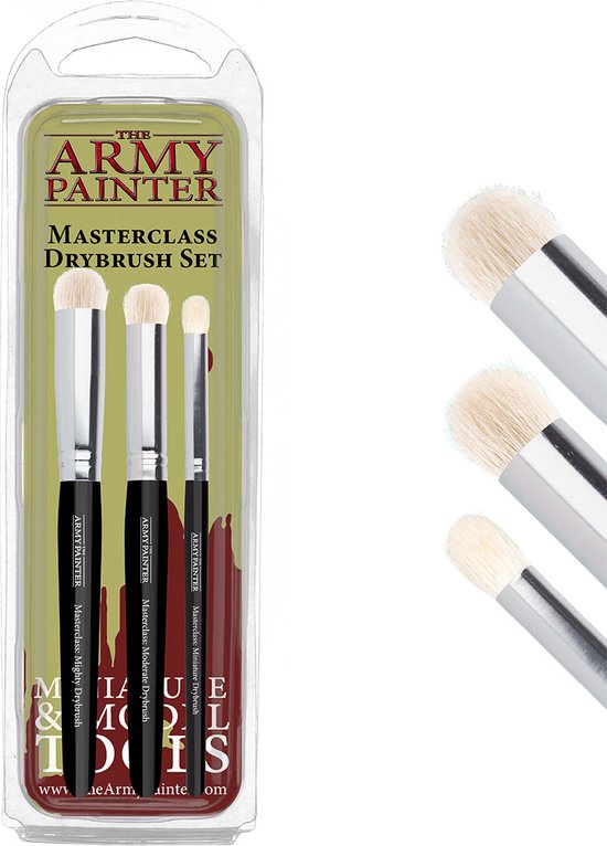 The Army Painter Masterclass: Drybrush Set, Hobby Brush Set in drie maten voor geavanceerde en professionele technieken voor tafelblad-, bordspellen en oorlogsspellen Miniatuurschilderen