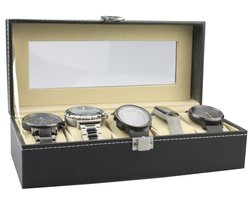 Horlogebox - Horlogedoos voor heren & dames - 5 horloges - Zwart