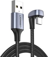 Ugreen 1 m USB-kabel naar USB Type C 3 A 18 W Quick Charge AFC FCP voor gamers grijze nylon haakse kabel (70313) 042249