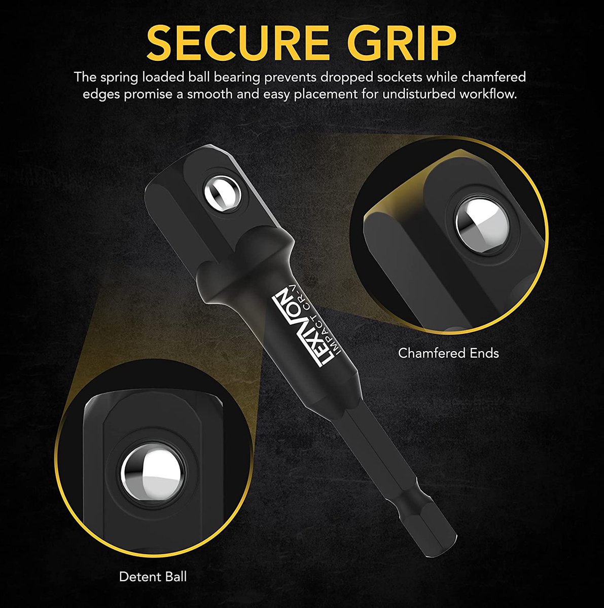 LEXIVON Impact Grade Dopsleutel Adapter Set, 3" Verlengbit met Houder