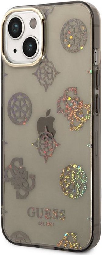 Glitter arrière à paillettes Guess 4G Peony pour Apple iPhone 14 Plus (6,7") - Zwart