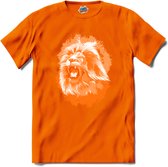 Oranje Leeuw - Oranje elftal WK / EK voetbal kampioenschap - bier feest kleding - grappige zinnen, spreuken en teksten - T-Shirt - Meisjes - Oranje - Maat 12 jaar