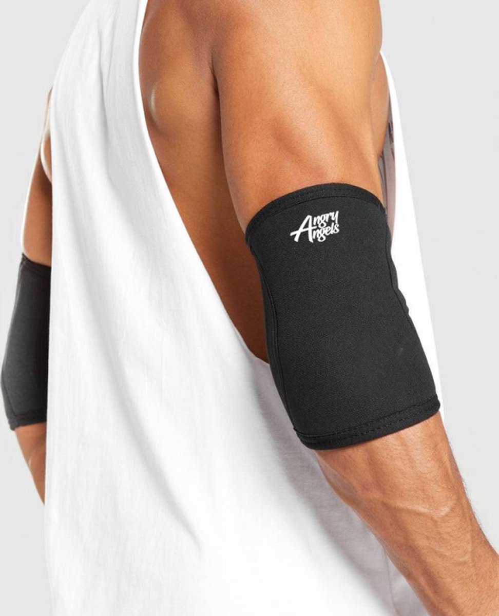 ANGRY ANGELS LIFESTYLE® Pro Elbow Sleeves Set 7mm Neopreen voor fitness - crossfit - bodybuilding - weightlifting - powerlifting - Medium