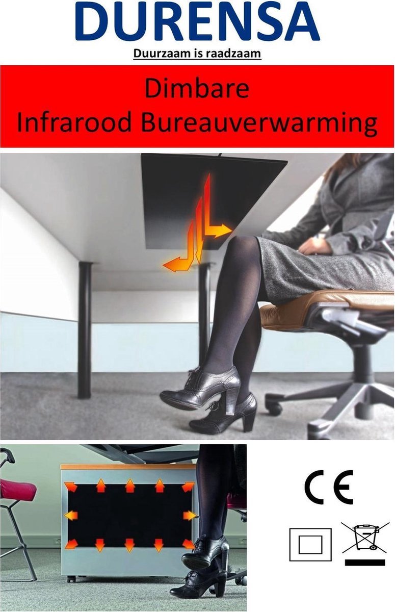 Durensa®, Infrarood bureau verwarming, werkplek verwarming, thuiswerkplek verwarming, (40 - 150Watt)