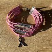 GoedeDoelen.Shop | Armband Hope, Believe, Faith - Ribbon Pink | Pink Ribbon Sieraad | Hoop Geloof Liefde | Survivor | Wellness-House