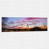 WallClassics - Muursticker - Roze Wolken in de Lucht - 150x50 cm Foto op Muursticker