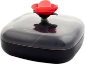 Theedoos Vigar "Rose" Box voor thee en koekjes, 4 vakken, kunststof, zwart en rood 5327