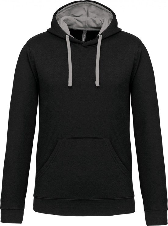 K446 - Hooded sweater Heren, kleur Zwart met gecontrasteerde capuchon  kleur... | bol.com