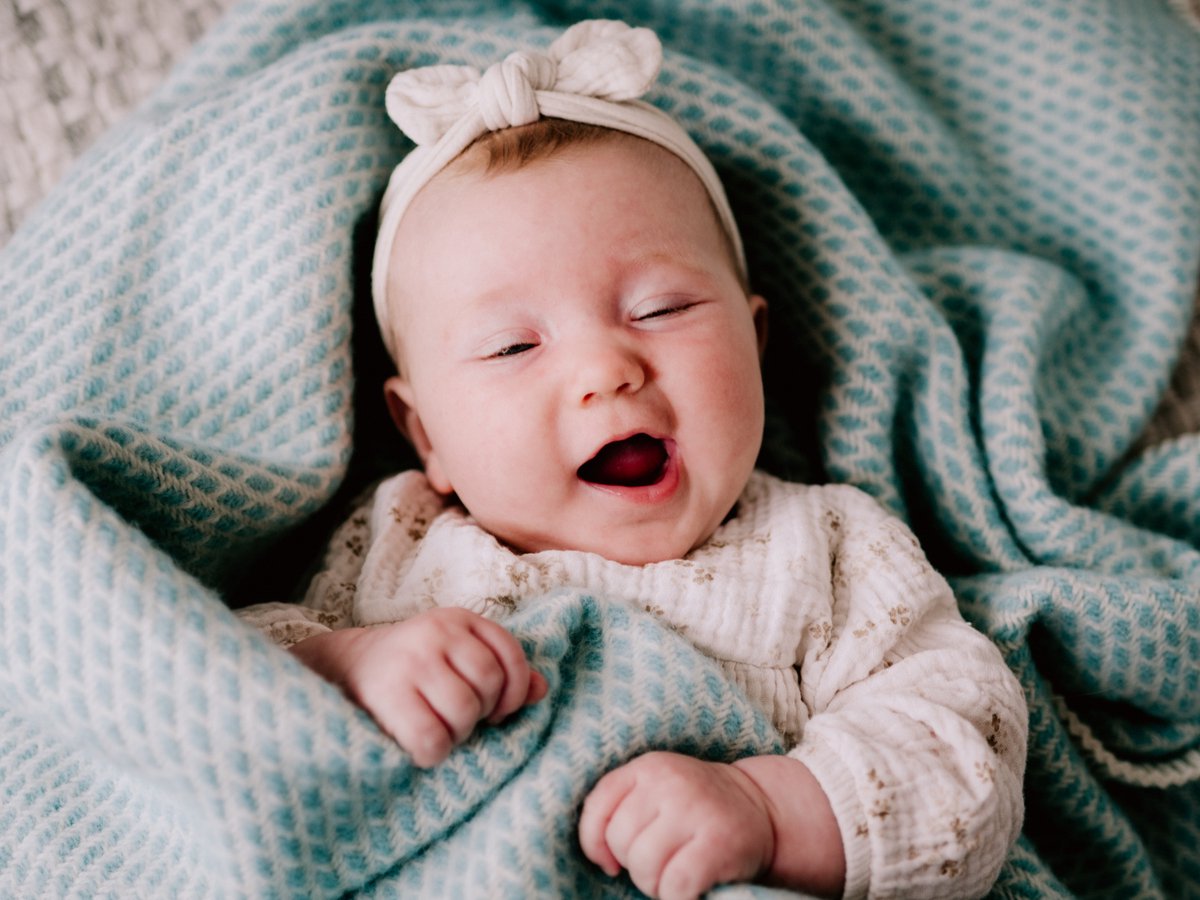 Ledikantdeken wol - Pure Baby Love - bee - mint