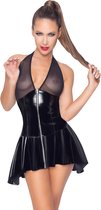 Lak jurkje doorschijnende bovenkant – Zwart - XL