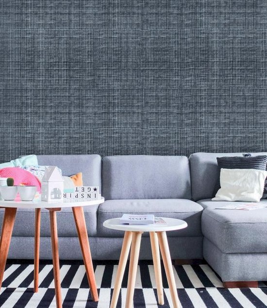 Foto: Zelfklevend vinyl behang textile silver muurdecoratie