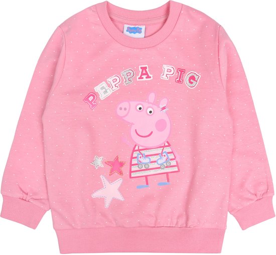 Roze sweatshirt met stippen met een Peppa Pig-motief en glitters / 116