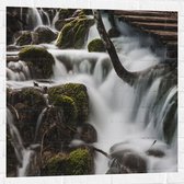 WallClassics - Muursticker - Watervallen onder de Brug - 80x80 cm Foto op Muursticker