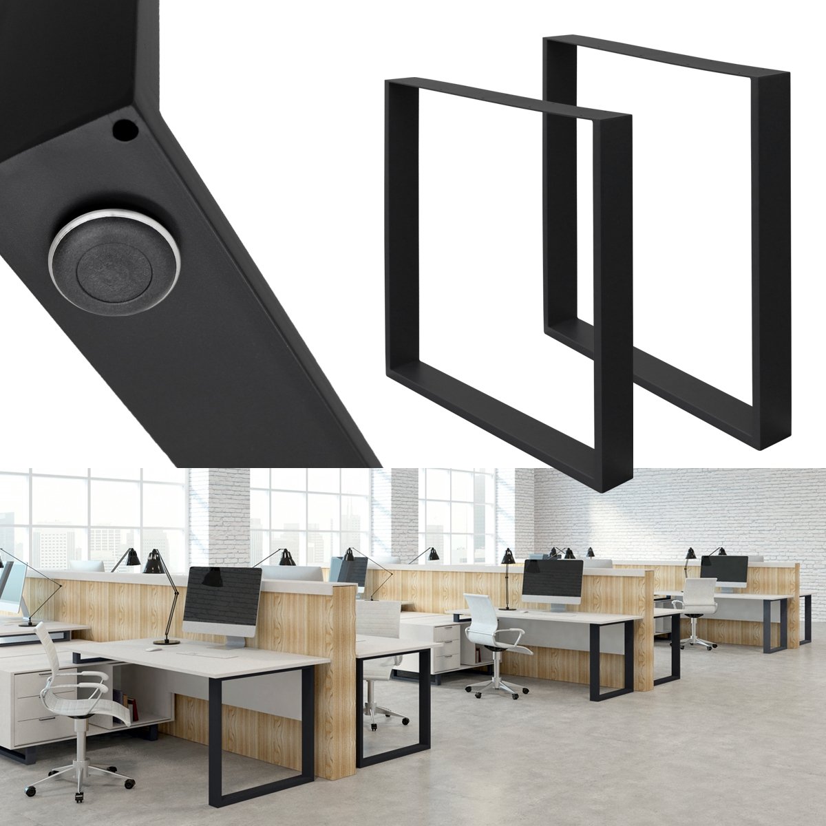 ecd germany 2x tafelpoten set industrieel ontwerp 70 x 72 cm zwart gepoedercoat staal met stevige tafelframe voor eettafels bureaus en stabiele metalen tafellopers tafelpoten en onderstel voor moderne meubels