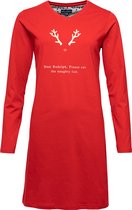 Happy Shorts Dames Kerst Pyjama Nachthemd Rood - Maat M | big shirt | slaaphemd