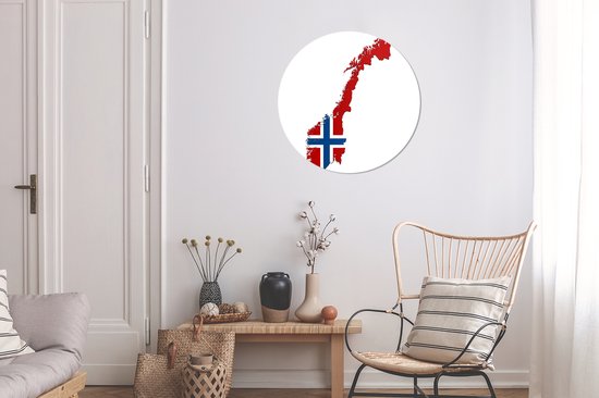 Illustration de la Norvège dans la couleur du drapeau Sticker mural cercle mural 50x50 cm / cercle papier peint / cercle mural / cercle vivant - autocollant & coupe ronde