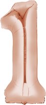 Ballonnen - Cijfer - Rosé Goud - Cijfer 1 - XL 80cm