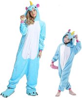 MSQ Leuke Dieren Onesie - Blauw Eenhoorn - Maat L (168-176CM) - Pyjama - Jumpsuit - Kostuums - Pyjama's - Nachtkleding - Themafeest - Verkleedkleding - Carnavalskleding - Dames - Heren- Kinderen - Volwassenen - Halloween