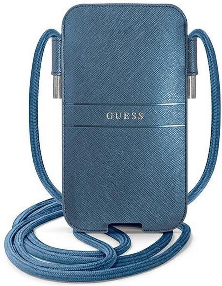Guess Pouch Saffiano - Geschikt voor Apple iPhone 12/12 Pro (max 6.1 Inch) - Blauw