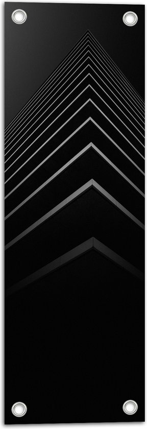 WallClassics - Tuinposter – Stapel Zwarte Abstracte Platen - 20x60 cm Foto op Tuinposter  (wanddecoratie voor buiten en binnen)