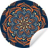 Motif carré avec un mandala détaillé et orange sur fond sombre Sticker papier peint cercle mural - 100x100 cm - peinture ronde - cercle papier peint - cercle mural - cercle vivant - autocollant & découpe ronde