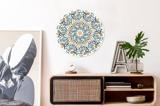 Motif carré avec un mandala décoré sur fond clair Sticker papier peint cercle mural - 50x50 cm - peinture ronde - cercle papier peint - cercle mural - cercle vivant - autocollant & découpe ronde