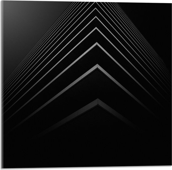 WallClassics - Acrylglas - Stapel Zwarte Abstracte Platen - 50x50 cm Foto op Acrylglas (Wanddecoratie op Acrylaat)