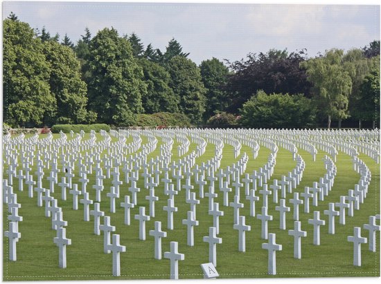 WallClassics - Vlag - Magraten Begraafplaats Amerikaanse Soldaten - 40x30 cm Foto op Polyester Vlag