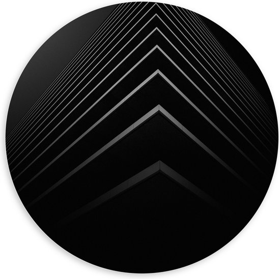 WallClassics - PVC Schuimplaat Muurcirkel - Stapel Zwarte Abstracte Platen - 100x100 cm Foto op Muurcirkel (met ophangsysteem)