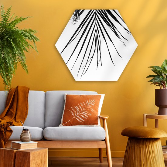 Décoration murale Hexagone - Décoration murale en plastique - Tableau Hexagone - Palmier - Été - Feuilles - Tropical - 75x65 cm