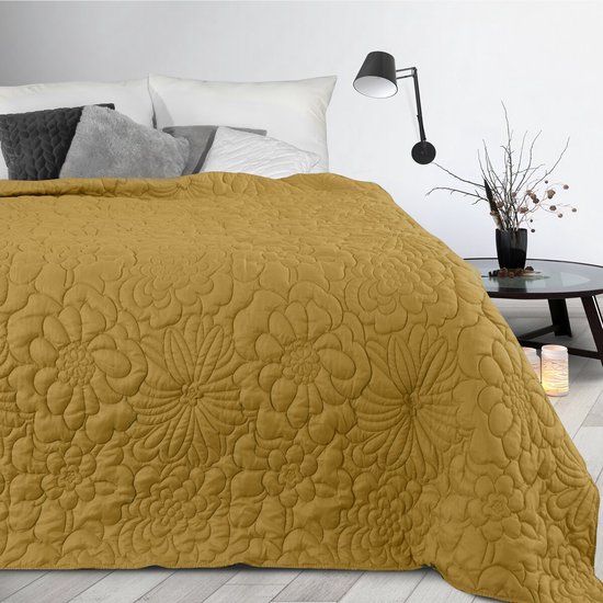 Couvre-lit de luxe ALARA Type 4 d'Oneiro ocre - 170x210 cm - couvre-lit 2 personnes - beige - literie - chambre - couvre-lits - couvertures - salon - couchage
