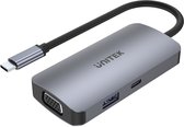 UNITEK P5 Trio - USB 3.2 Gen 1 (3.1 Gen 1) Type-C - HDMI - USB 3.2 Gen 1 (3.1 Gen 1) Type-A - USB 3.2 Gen 1 (3.1 Gen 1) Type-C - VGA - 5000 Mbit/s - 3840 x 2160 pixels - Grey - Aluminium