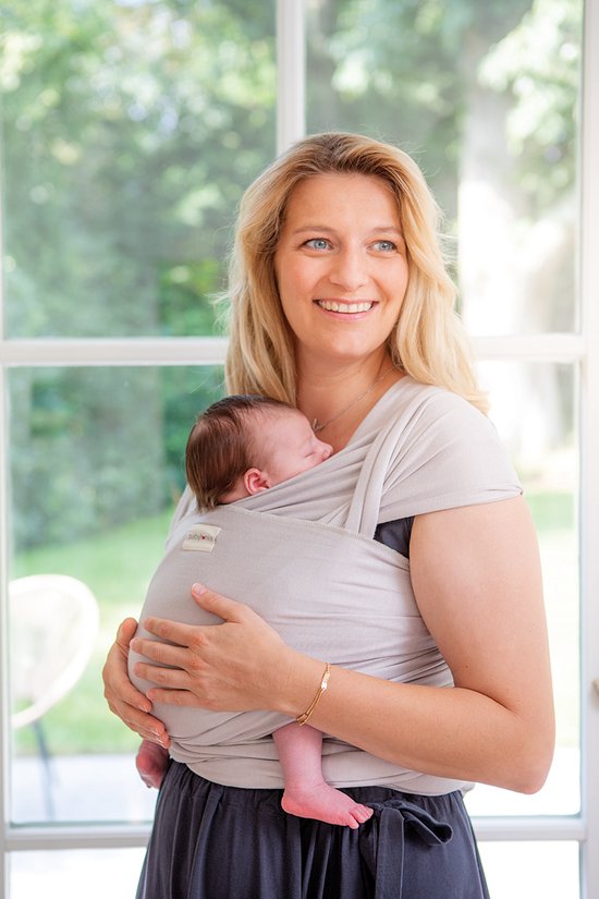 Babylonia draagdoek - Tricot-Slen Bamboo - warm sand - One size - Effen, Bruin, Wit/Ecru van Babylonia — afbeelding 3