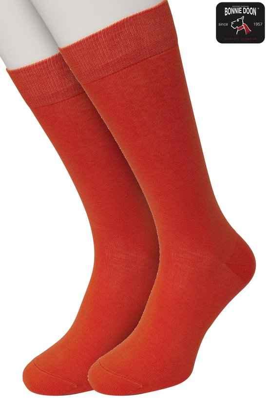 Bonnie Doon Basic Chaussettes Homme Oranje taille 40/46 - 2 paires - Chaussettes Basis en coton - Coutures lisses - Large planche - Excellent confort de port - Ajustement parfait - Lot de 2 - Multipack - Solide - Orange - OL6324012.72