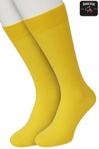 Bonnie Doon Basic Sokken Heren Geel maat 40/46 - 2 paar - Basis Katoenen Sok - Gladde Naden - Brede Boord - Uitstekend Draagcomfort - Goede Pasvorm - 2-pack - Multipack - Effen - Yellow - OL6324012.397