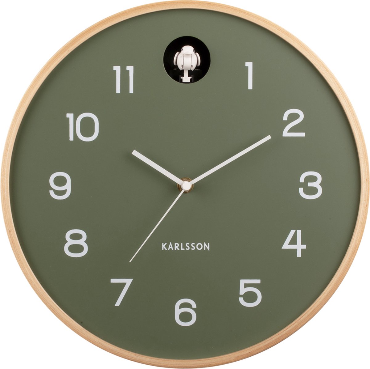 Wall clock Natural Cuckoo birch wood jungle green bol