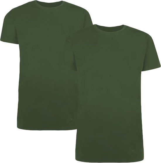 Comfortabel & Zijdezacht Bamboo Basics Ruben - Bamboe T-shirts (Multipack 2 stuks) Heren Ronde Hals - Korte Mouwen - Army - L